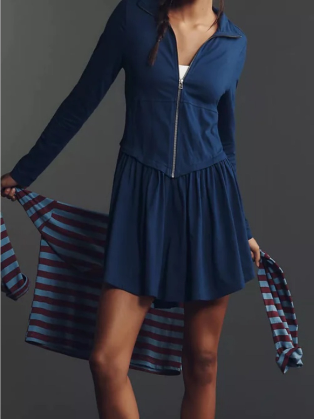 Anthropology Daily Practice Navy Blue Zip-Up dress